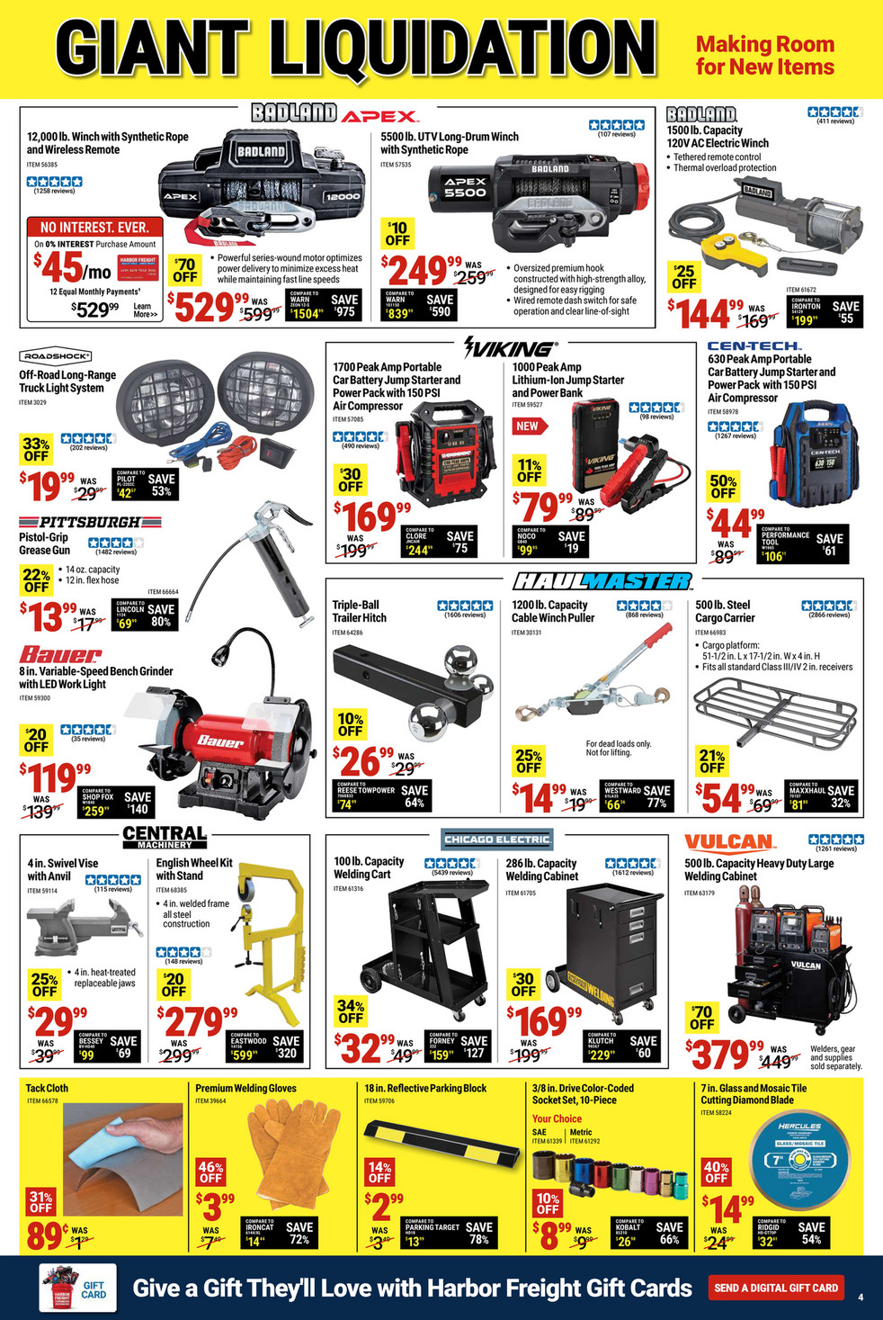 Harbor Freight Tools January Giant Liquidation Sale - 5500 lb. UTV Long-Drum  Winch with Synthetic Rope